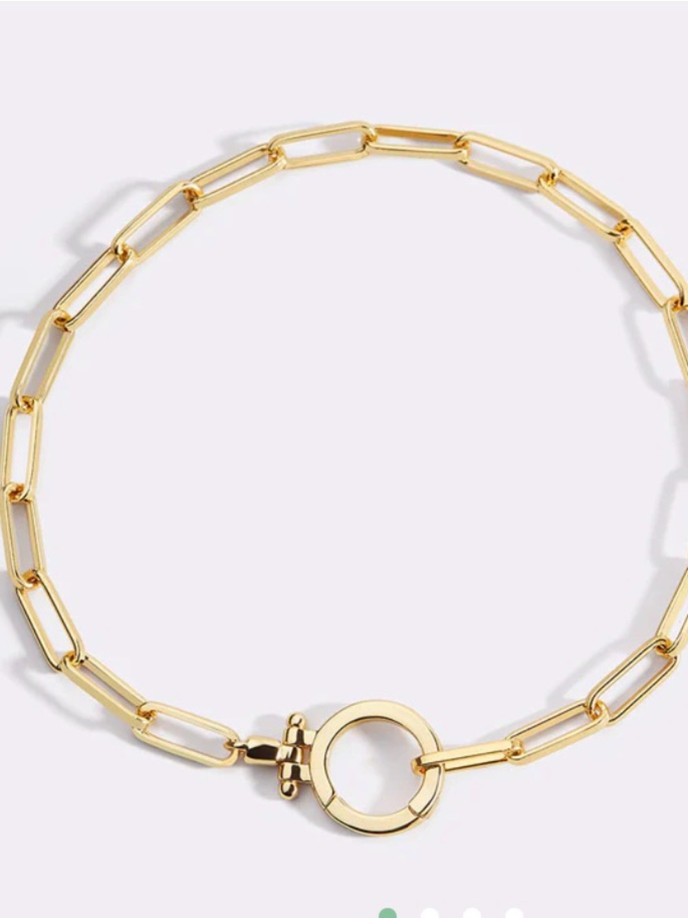Mint&Lily Gold Paperclip Chain Bracelet with Round Toggle Clasp- 6.5” length